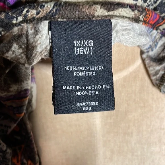 Y2k Mobwife Patterned Short Sleeve Top Size 16 - Picture 3 of 4